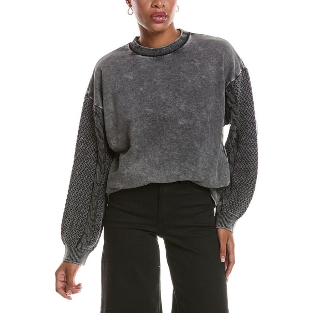Chaser Womens French Terry Maritime Pullover, Black